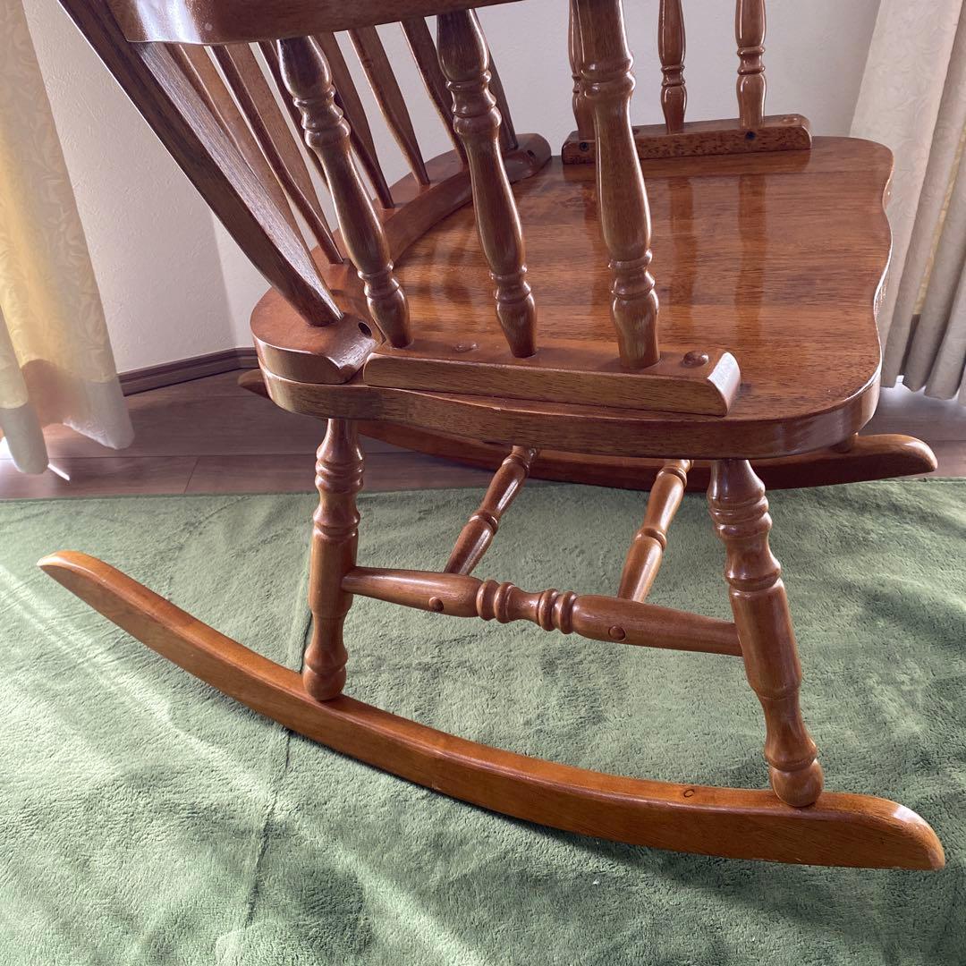 木製ロッキングチェア アームレスト付　椅子 アンティーク