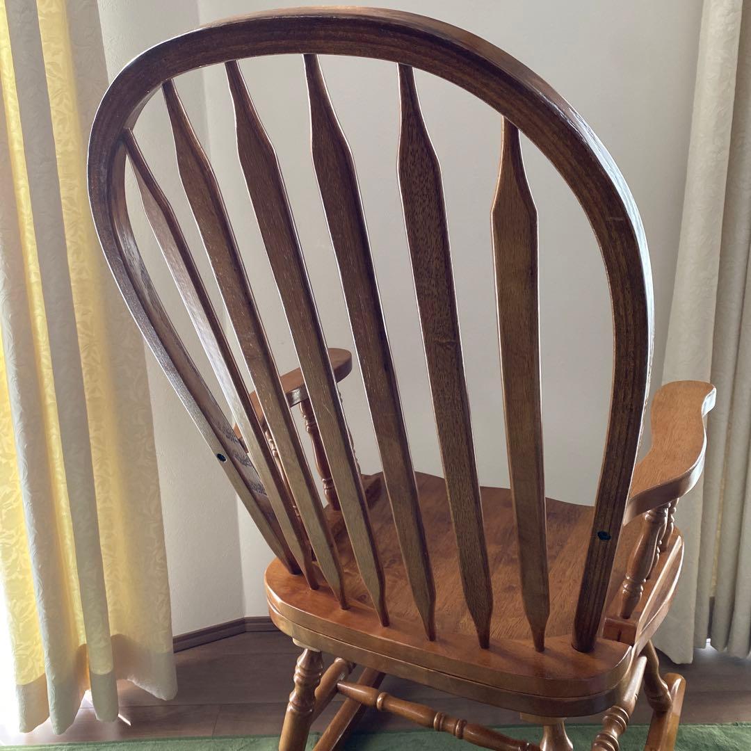 木製ロッキングチェア アームレスト付　椅子 アンティーク
