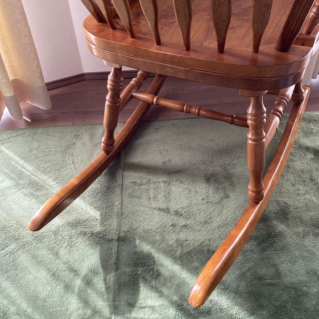 木製ロッキングチェア アームレスト付　椅子 アンティーク