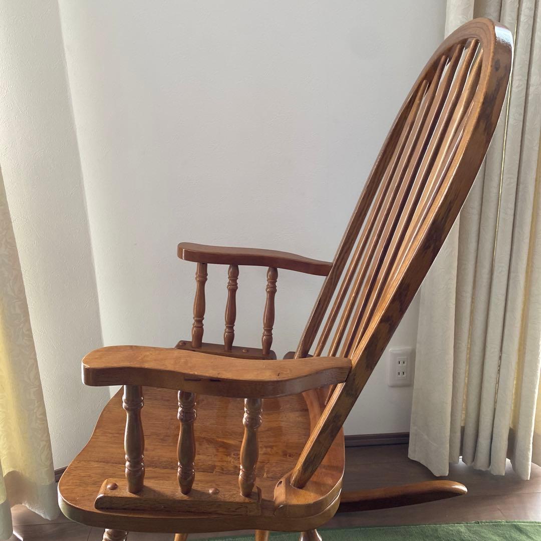木製ロッキングチェア アームレスト付　椅子 アンティーク