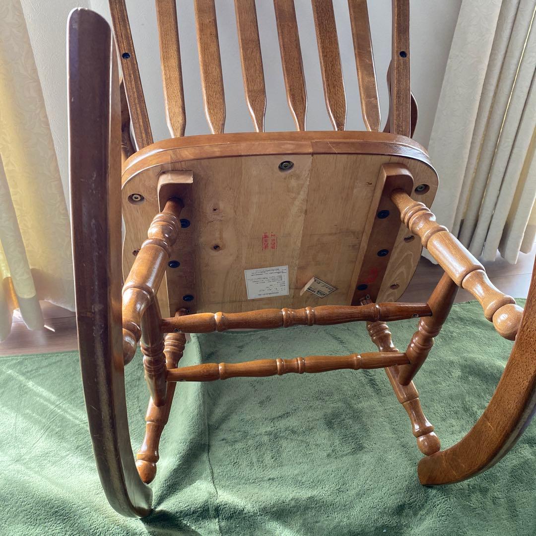 木製ロッキングチェア アームレスト付　椅子 アンティーク