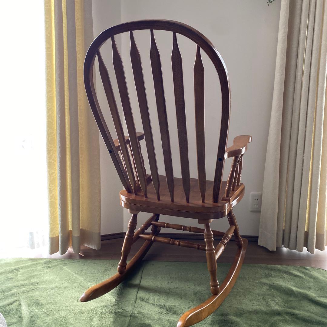 木製ロッキングチェア アームレスト付　椅子 アンティーク