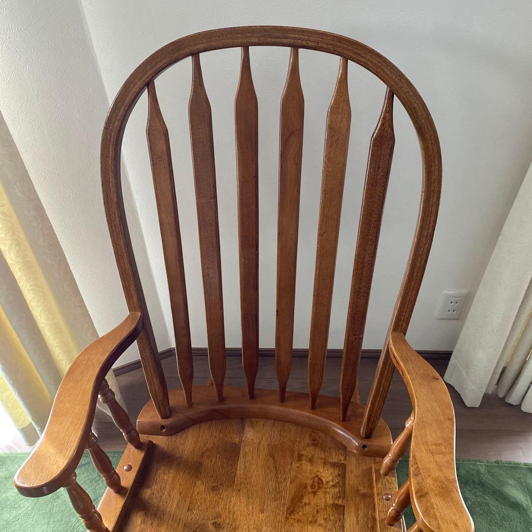 木製ロッキングチェア アームレスト付　椅子 アンティーク