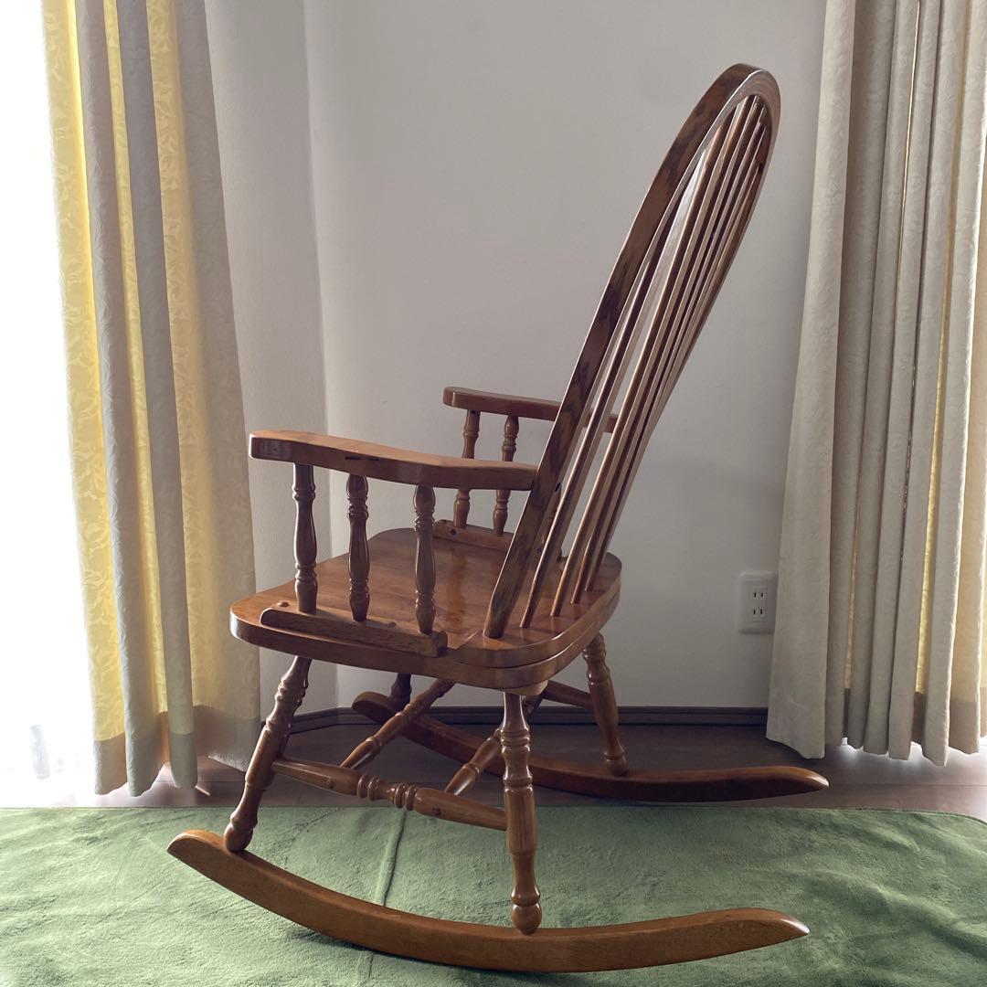木製ロッキングチェア アームレスト付　椅子 アンティーク