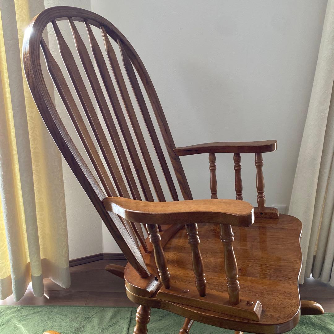 木製ロッキングチェア アームレスト付　椅子 アンティーク