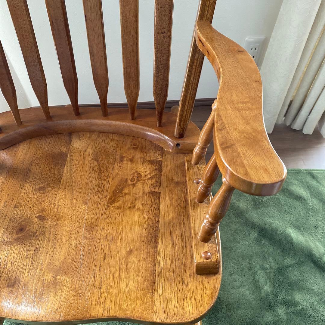 木製ロッキングチェア アームレスト付　椅子 アンティーク