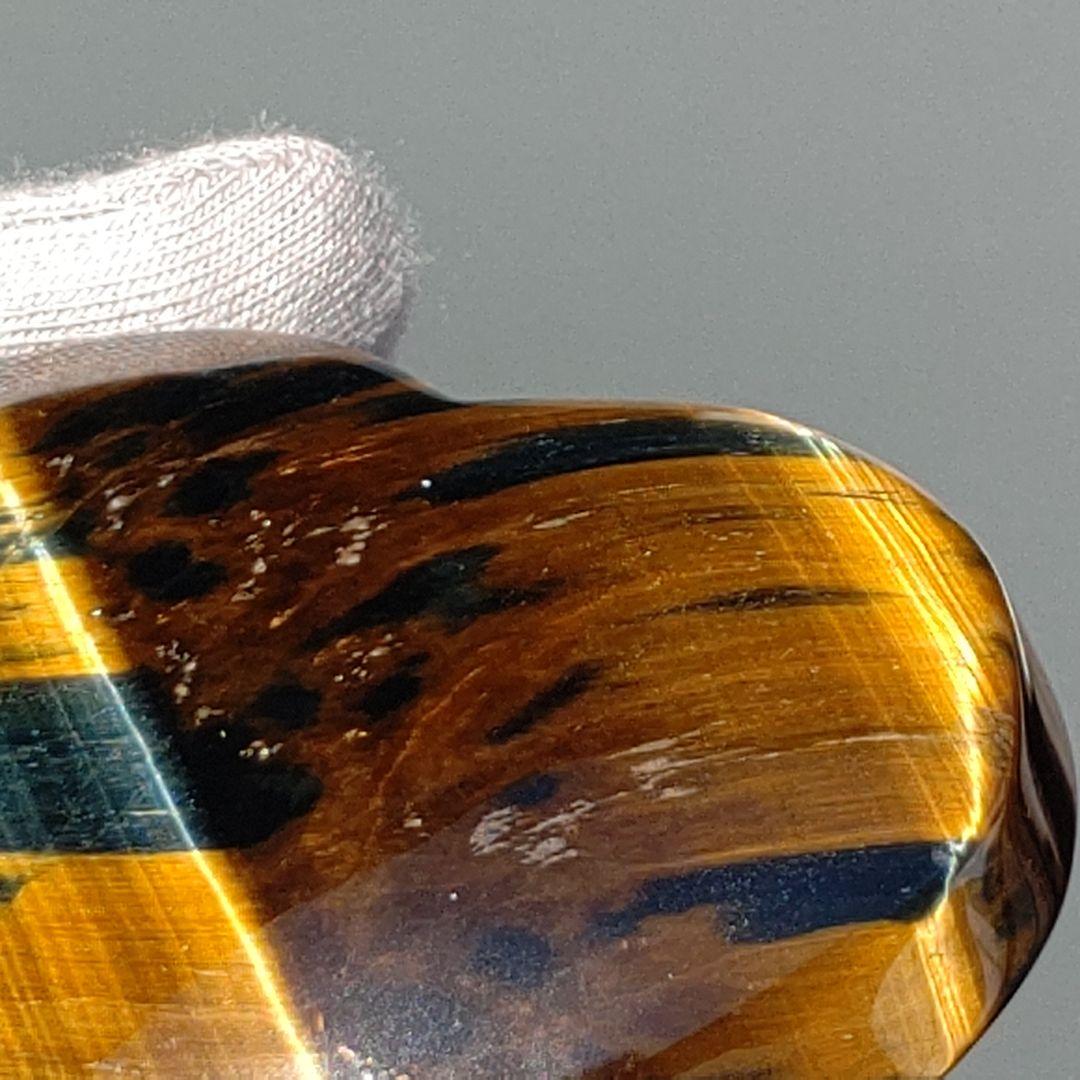 ツートーン構造　豹柄　境界ゴールシラー　タイガーアイ ハート 　天然石