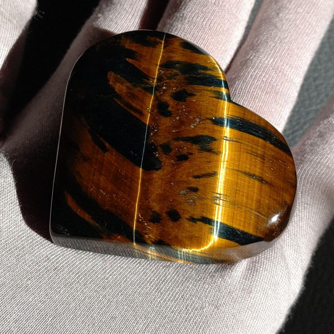 ツートーン構造　豹柄　境界ゴールシラー　タイガーアイ ハート 　天然石