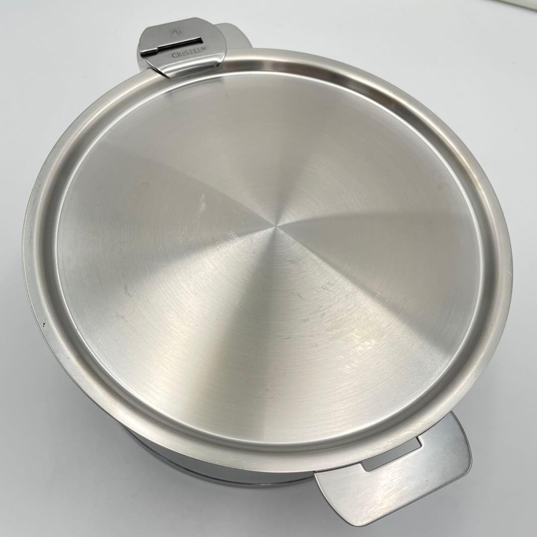 美品】CRISTEL Lシリーズ 深鍋 20cm ステンレス蓋付き IH対応