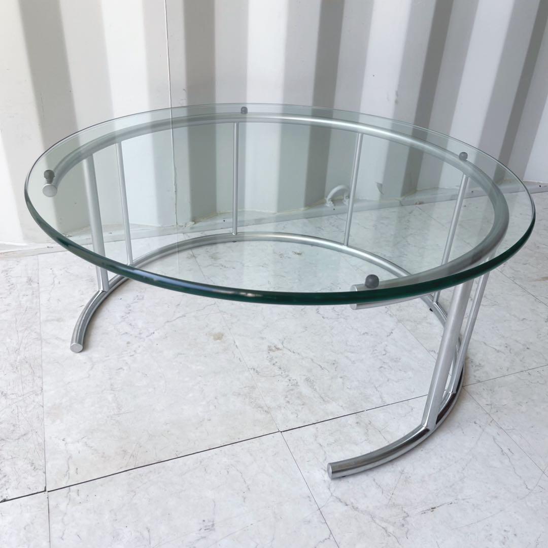 取付無料！HUKLA フクラ TMRB 円形ガラスセンターテーブル✨