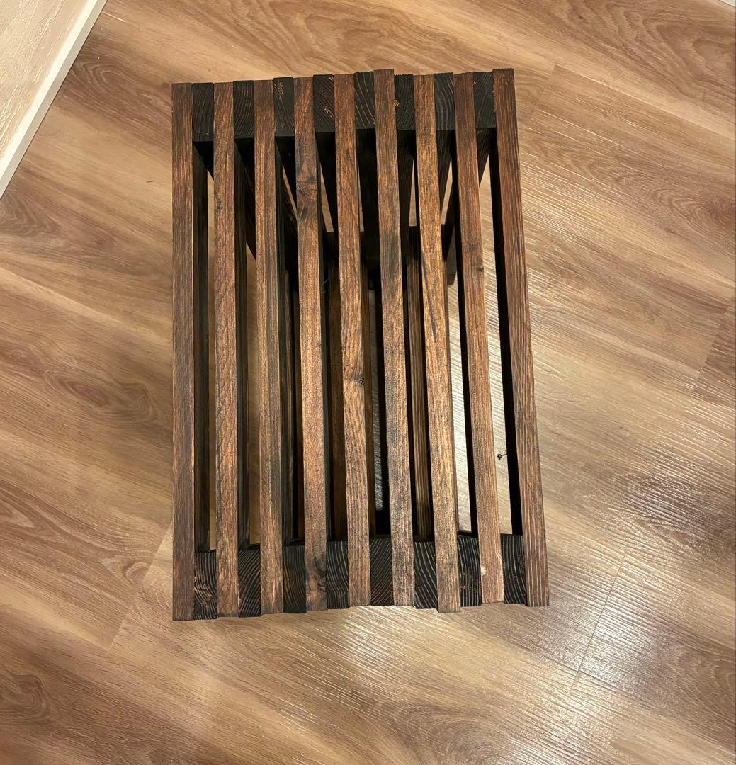 杉無垢材】スリットデザイン木製ラック｜幅400㎜・サイドテーブル