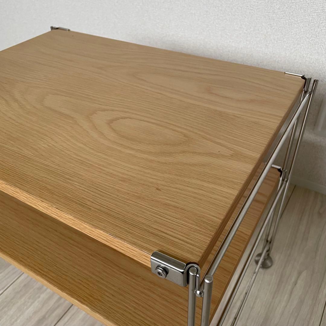 無印良品 ステンレスユニットシェルフ オーク材棚 ミニ　帆立2本のみ