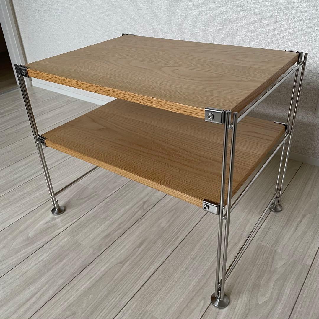 無印良品 ステンレスユニットシェルフ オーク材棚 ミニ　帆立2本のみ