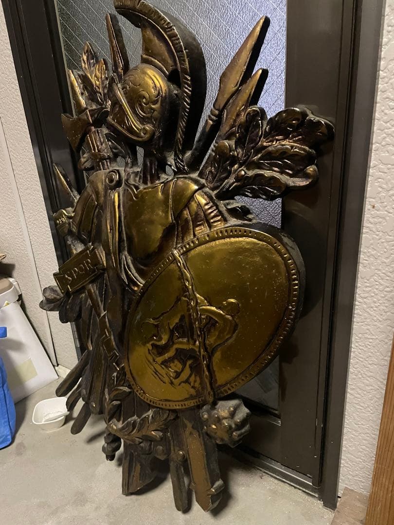 アンティーク　洋館　大正ロマン　ブロンズ風壁飾り　騎士　中古品