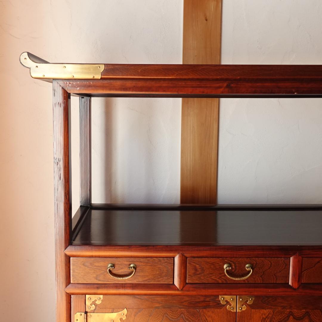 李朝家具 四方卓子 李朝棚 朝鮮棚 タクジャ 飾棚 民芸家具 鍵付