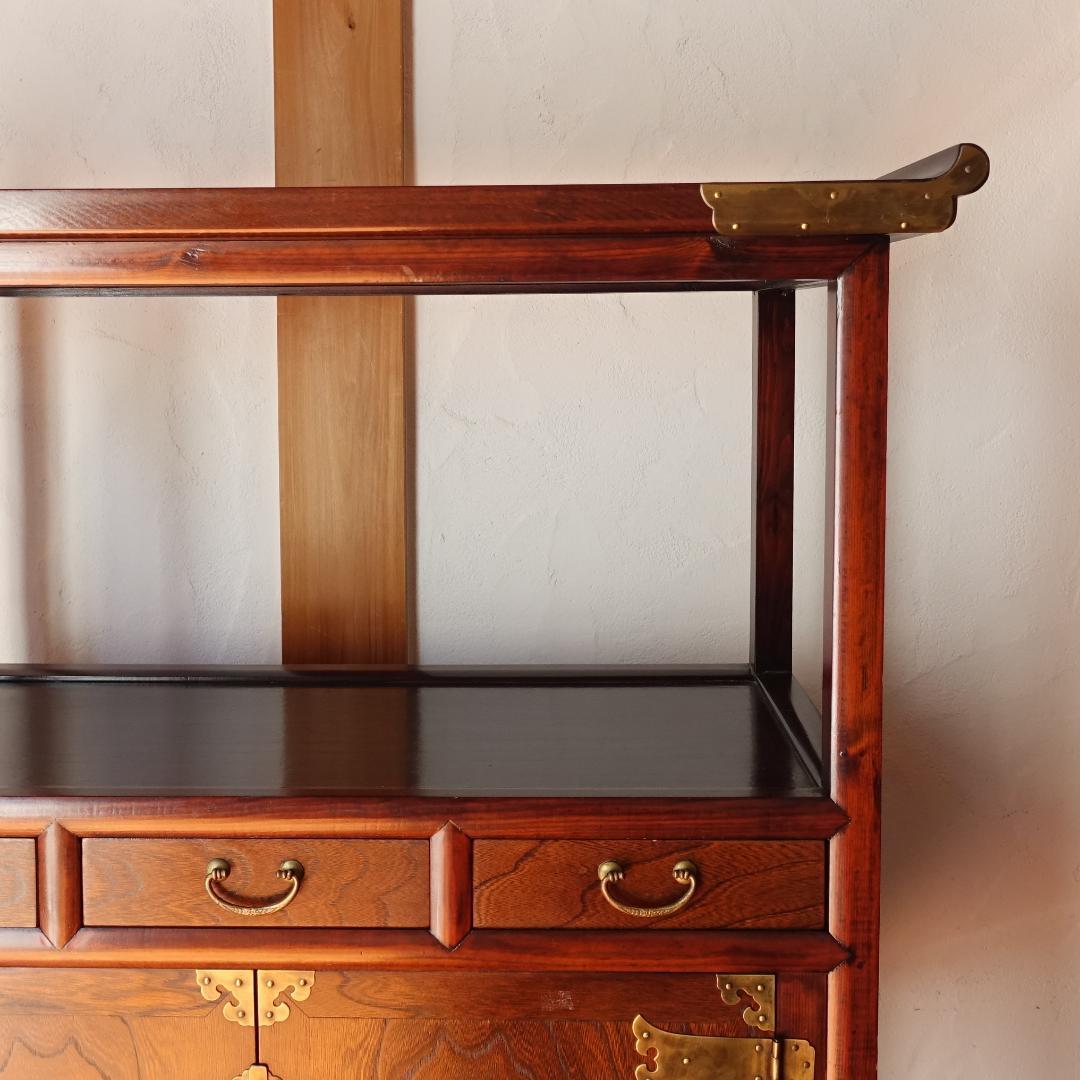 李朝家具 四方卓子 李朝棚 朝鮮棚 タクジャ 飾棚 民芸家具 鍵付