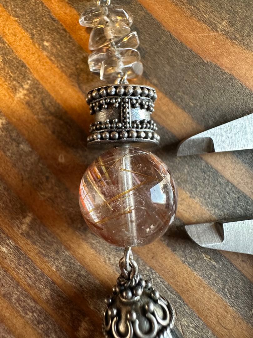 【ハンドメイド 】願いを叶えるラブラドライト &ガーデンクォーツルチルネックレス