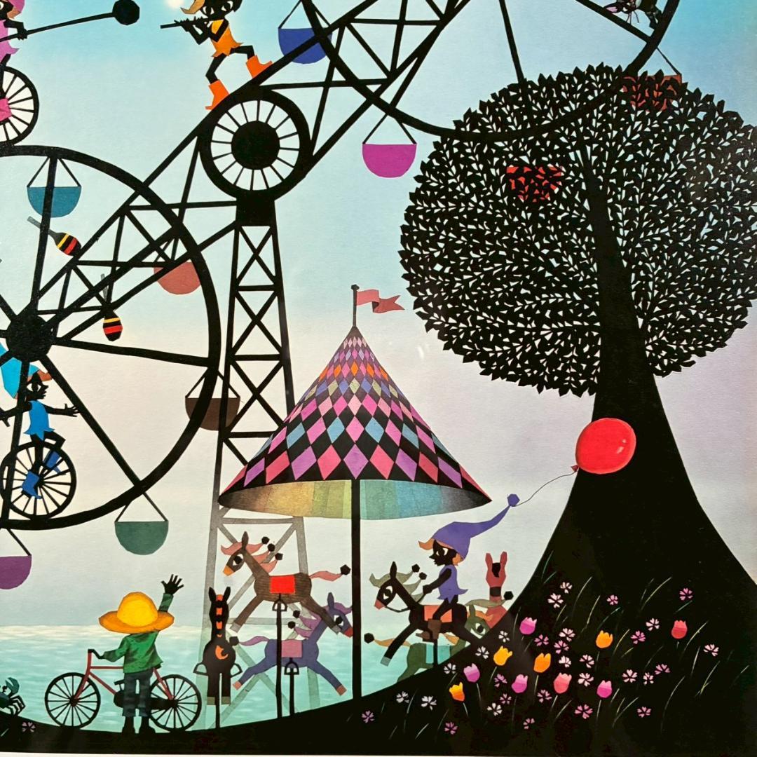 ぽぬお様専用】藤城清治「海の見える遊園地」「コスモスとこびと」2点