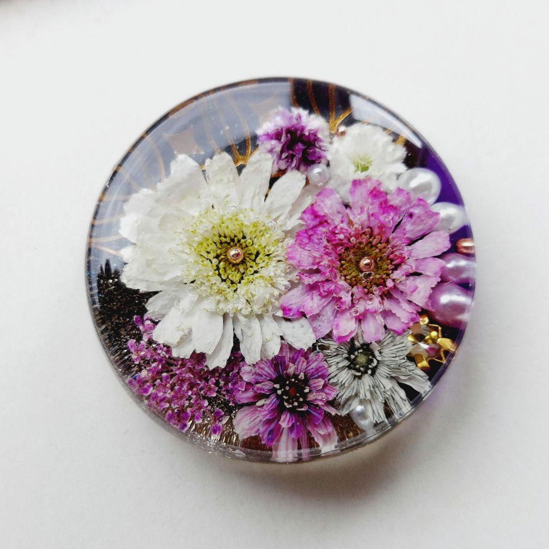 【1695】レジン　マトリカリア　ヘアゴム　ポニーフック　ブロ―チ　ハンドメイド