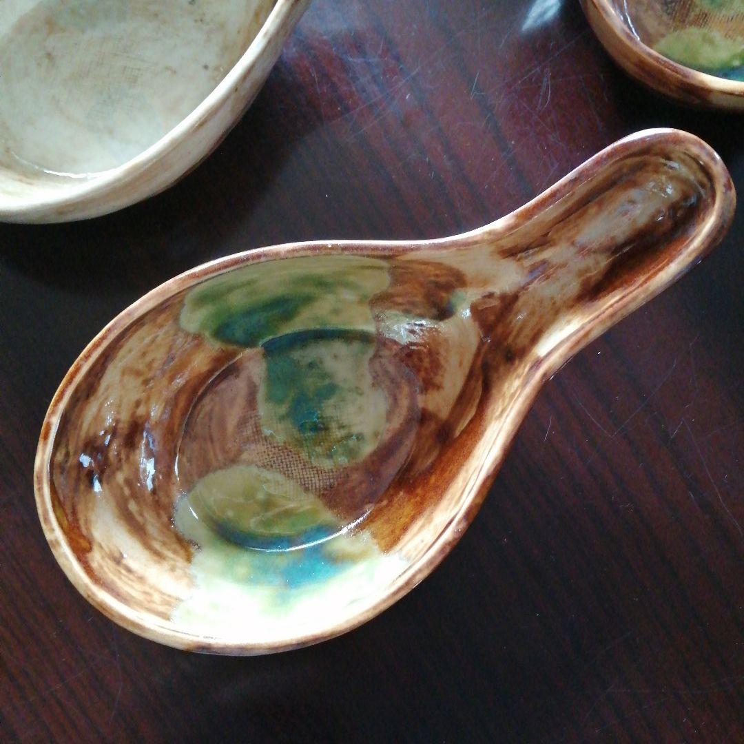 京焼　伊羅保釉蓮華形向付　17cm　大正～昭和中期