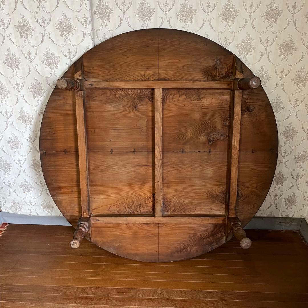 【すずらん様用】特大 木製 ろくろ足 円卓 座卓 ちゃぶ台 ローテーブル 古家具