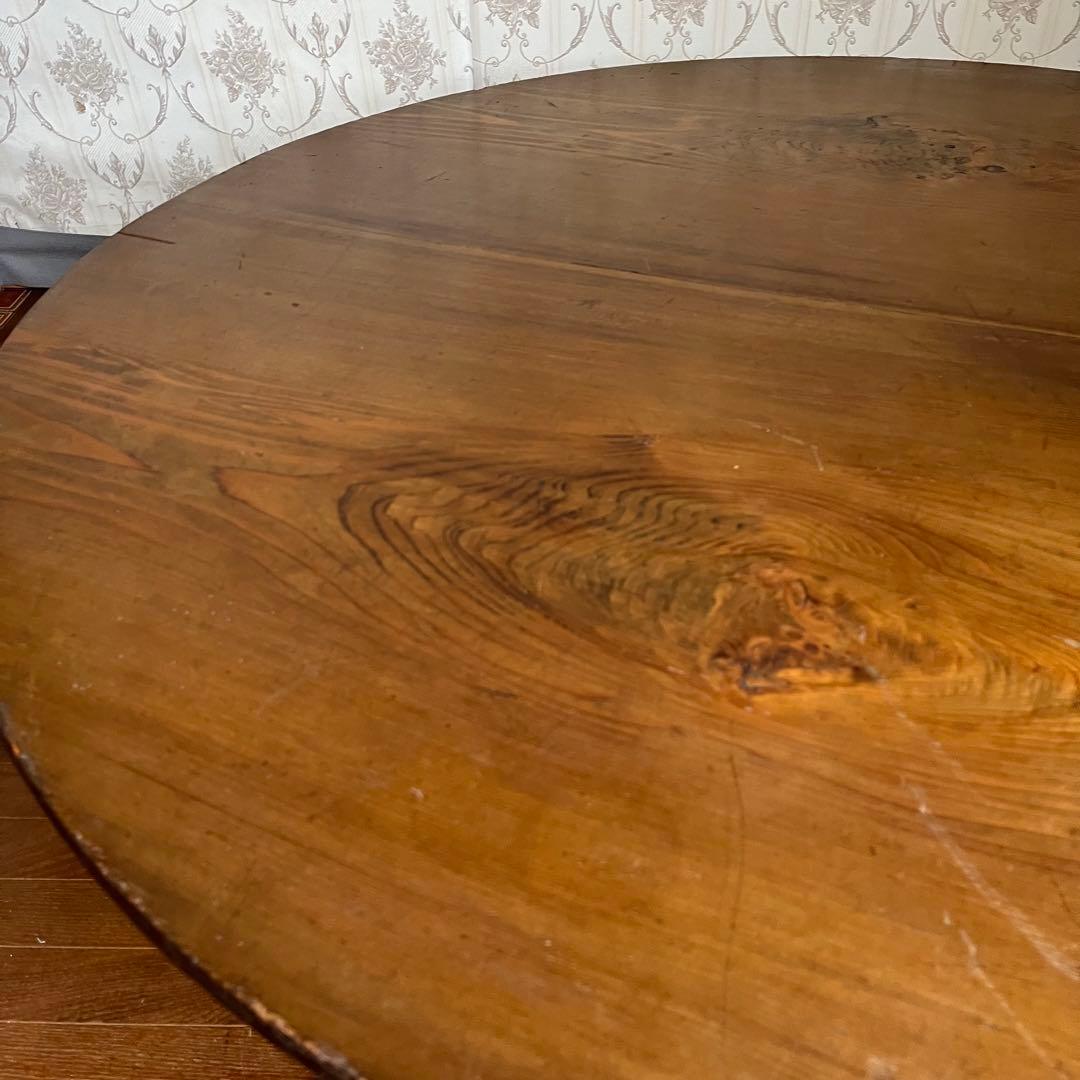 【すずらん様用】特大 木製 ろくろ足 円卓 座卓 ちゃぶ台 ローテーブル 古家具