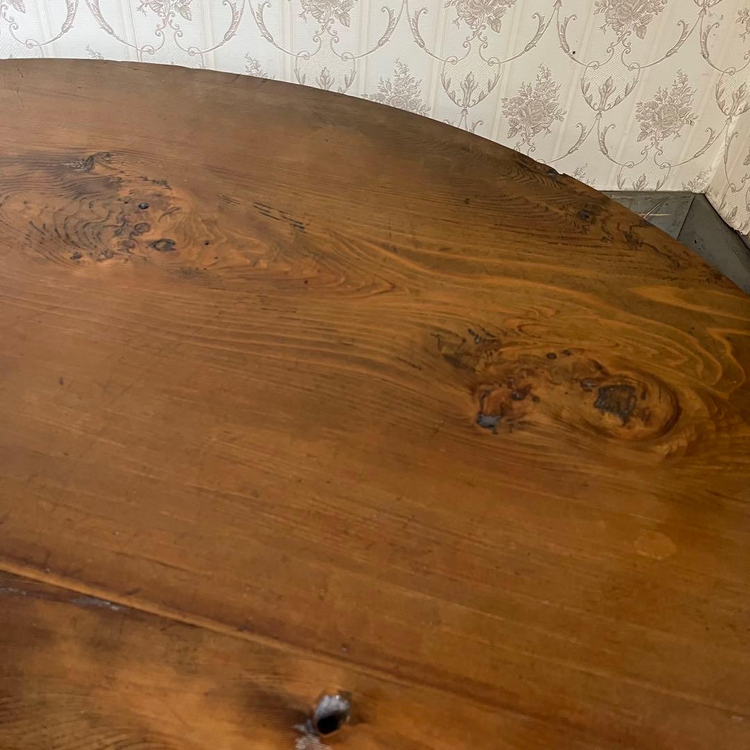 【すずらん様用】特大 木製 ろくろ足 円卓 座卓 ちゃぶ台 ローテーブル 古家具