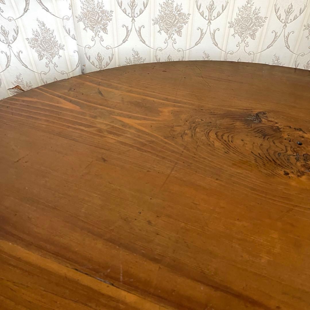 【すずらん様用】特大 木製 ろくろ足 円卓 座卓 ちゃぶ台 ローテーブル 古家具