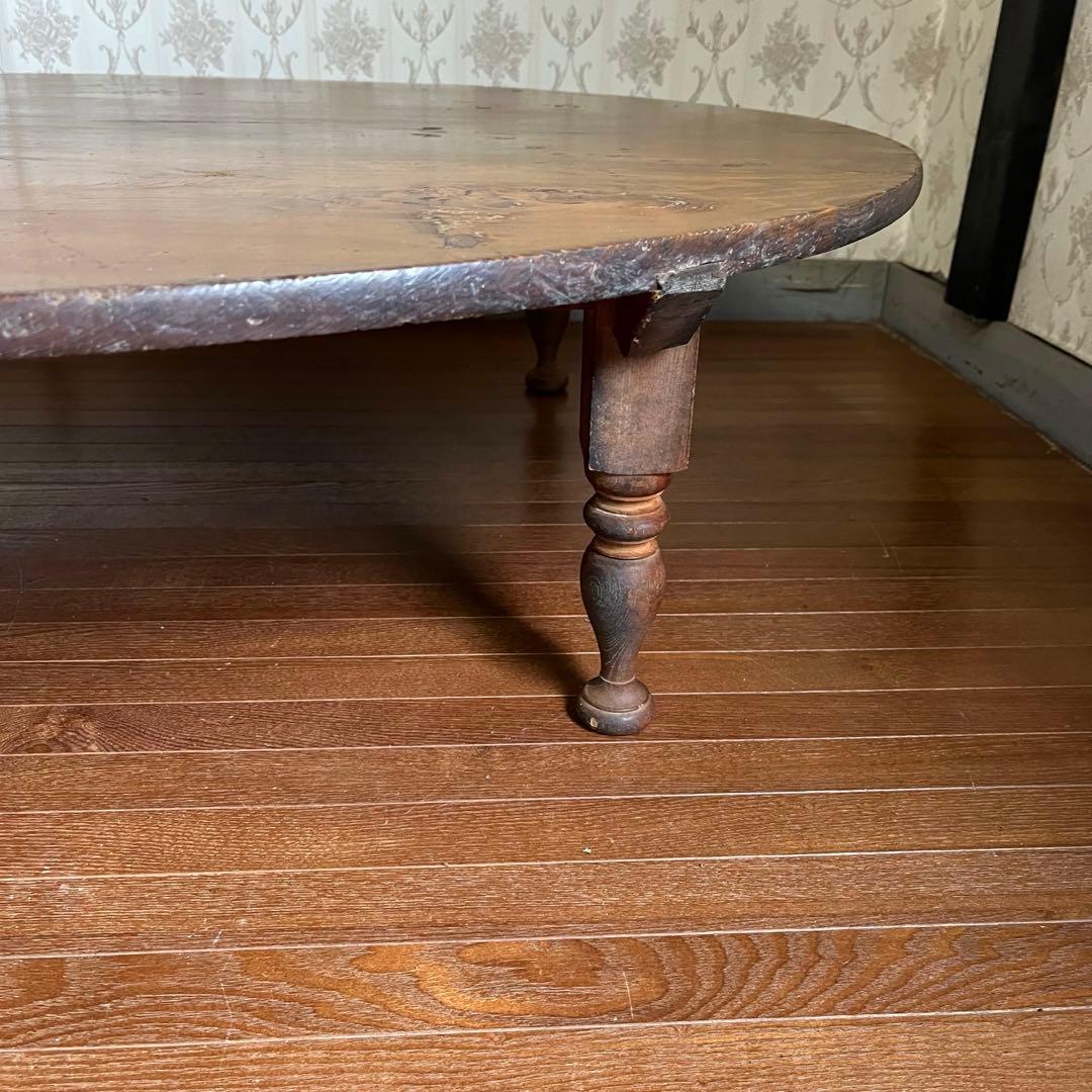 【すずらん様用】特大 木製 ろくろ足 円卓 座卓 ちゃぶ台 ローテーブル 古家具