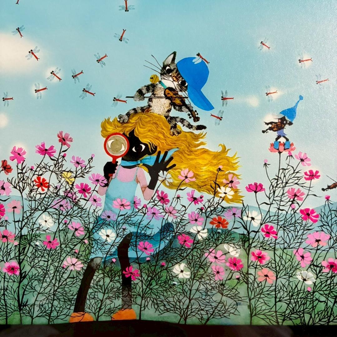 美品 藤城清治「コスモスは詩う」レフグラフ 直筆サイン入り 作品