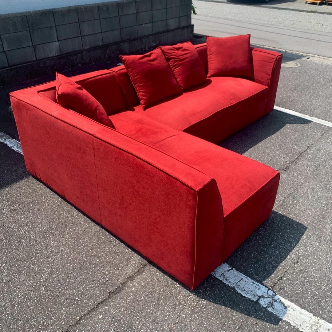 ニトリ コーナーソファ カウチソファ サルト2 レッドカラー Y1819