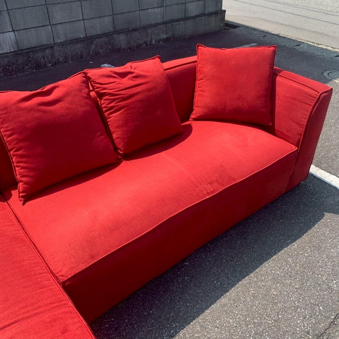 ニトリ コーナーソファ カウチソファ サルト2 レッドカラー Y1819