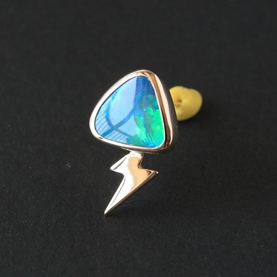 ダブレットオパールの稲妻ピアス　片耳ピアス／K10