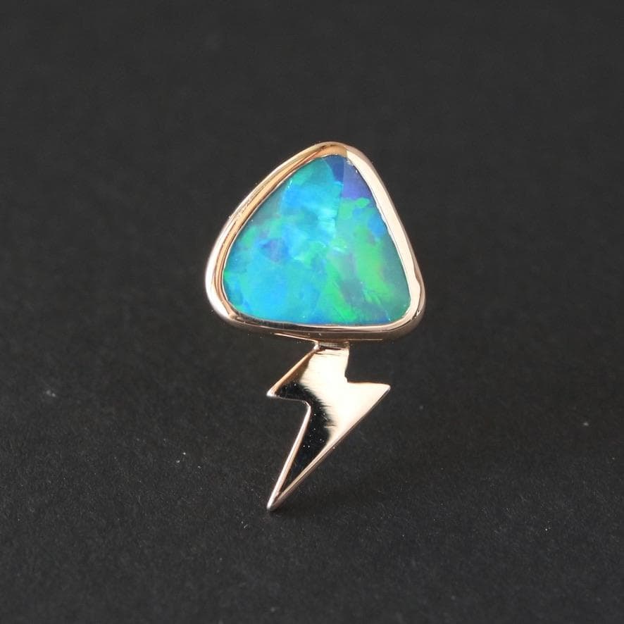 ダブレットオパールの稲妻ピアス　片耳ピアス／K10
