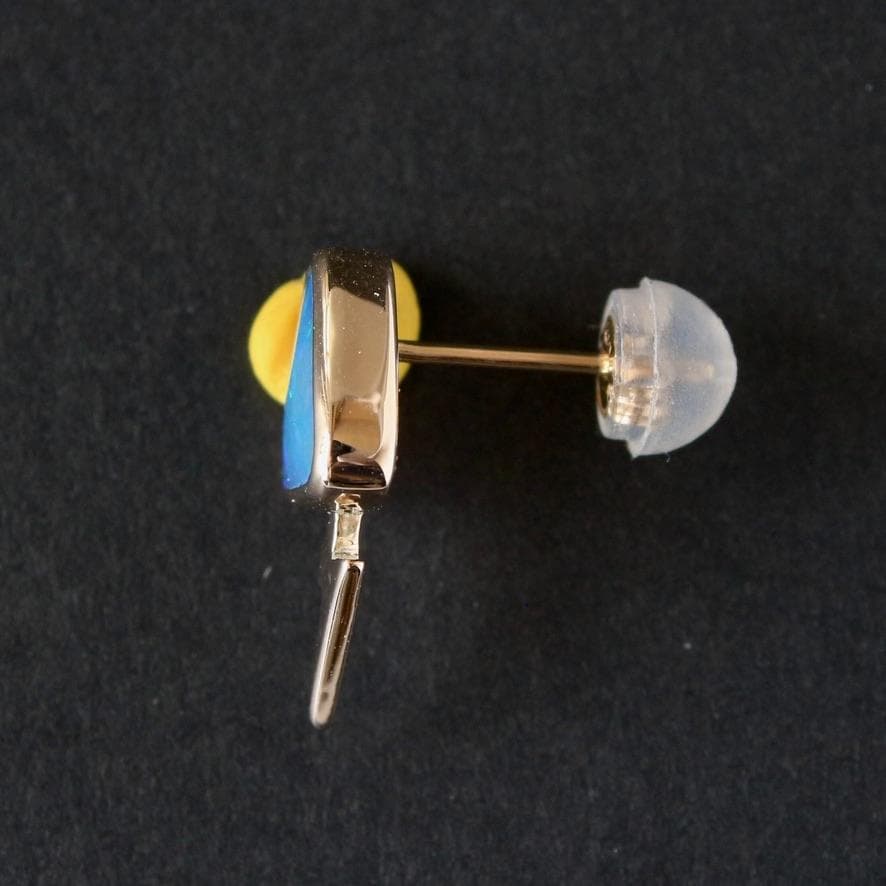 ダブレットオパールの稲妻ピアス　片耳ピアス／K10