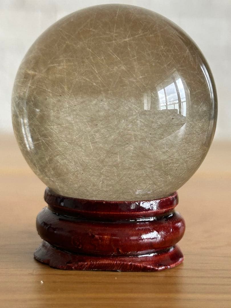 スモーキー　ルチルクォーツ　水晶　スフィア　39.9㎜
