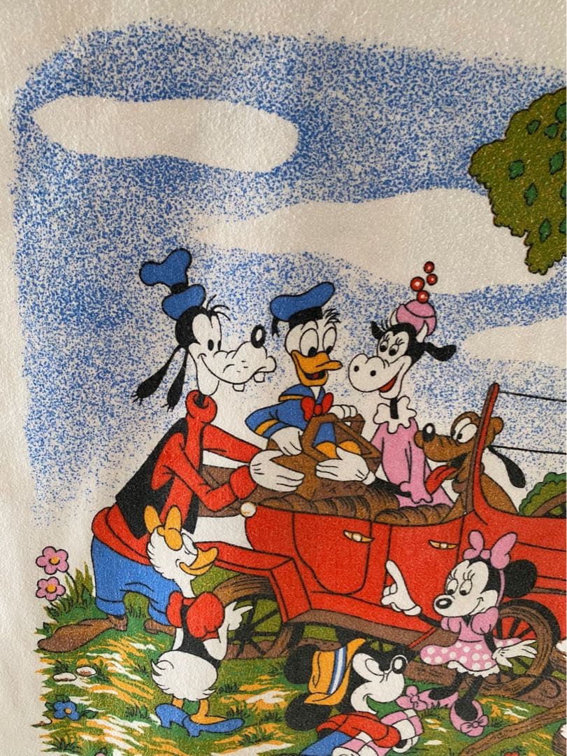 ビンテージ 70s ヨーロッパ ディズニー ミッキーマウス クッション カバー白