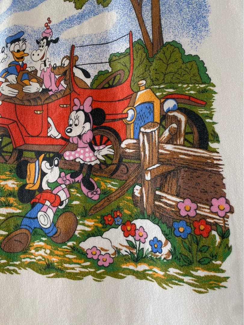 ビンテージ 70s ヨーロッパ ディズニー ミッキーマウス クッション カバー白