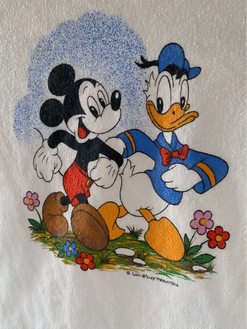 ビンテージ 70s ヨーロッパ ディズニー ミッキーマウス クッション カバー白