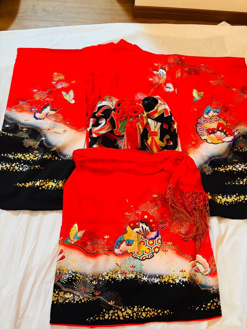 七五三用 赤色 着物 セット