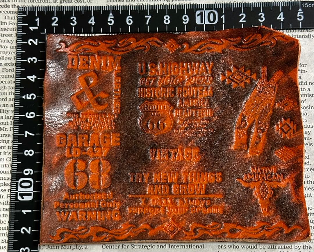 No.661 染色タグ 革タグ 刻印タグ ハンドメイド