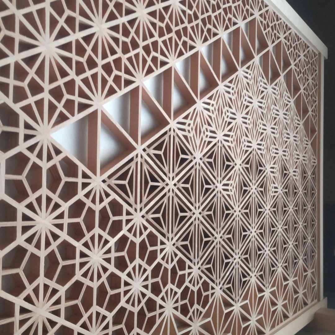 組子細工 組子 富士山 透かし模様 衝立 パーテーション 職人技