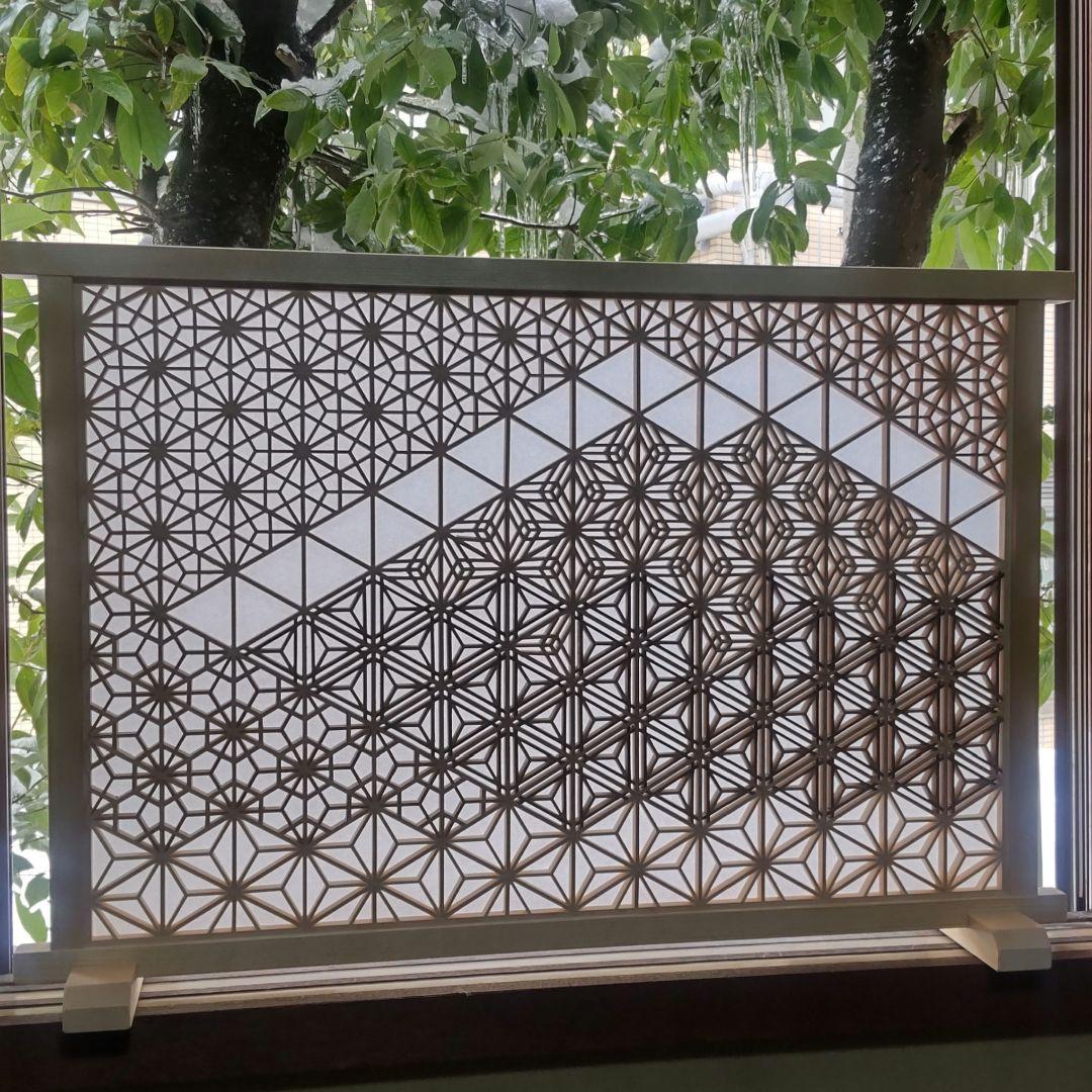 組子細工 組子 富士山 透かし模様 衝立 パーテーション 職人技