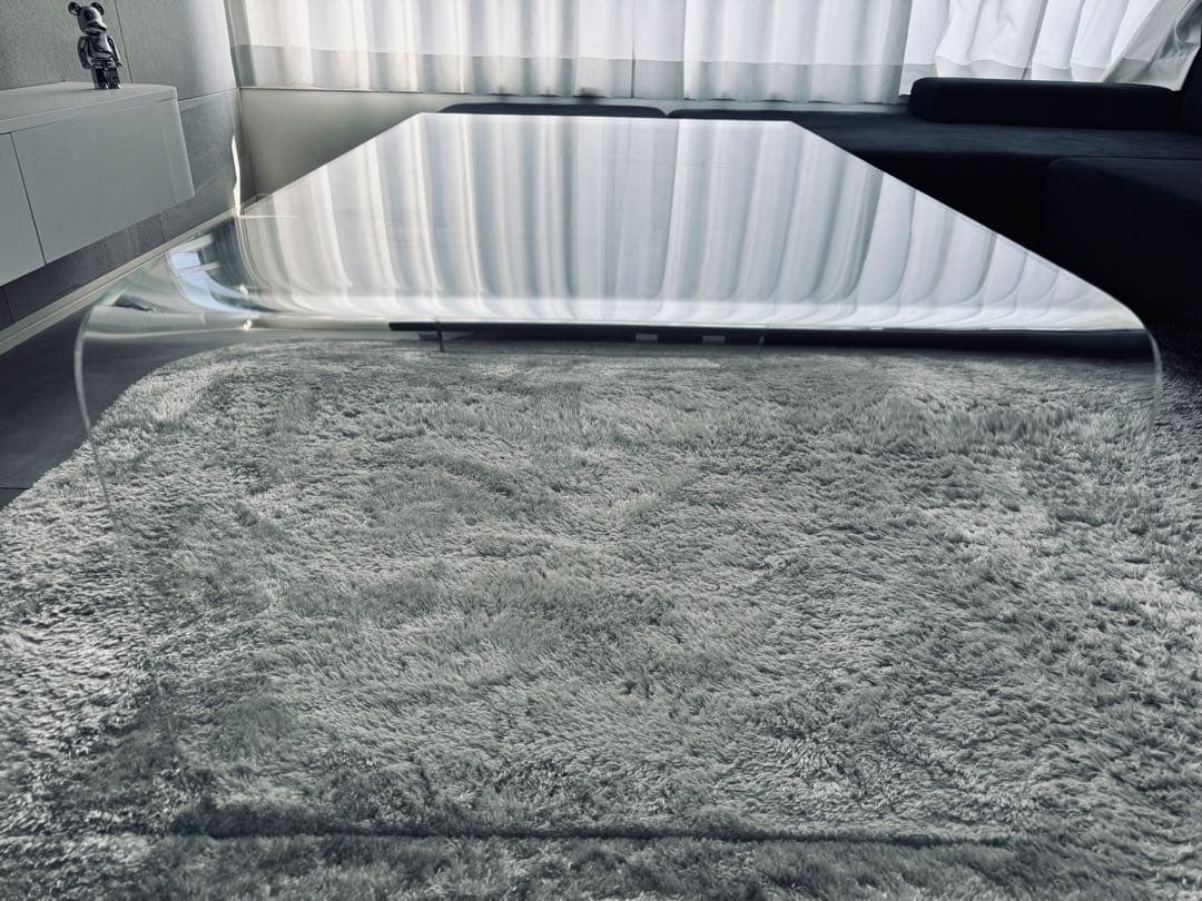 【美品】大塚家具 ガラスローテーブル 一枚ガラス スタイリッシュ 強化ガラス