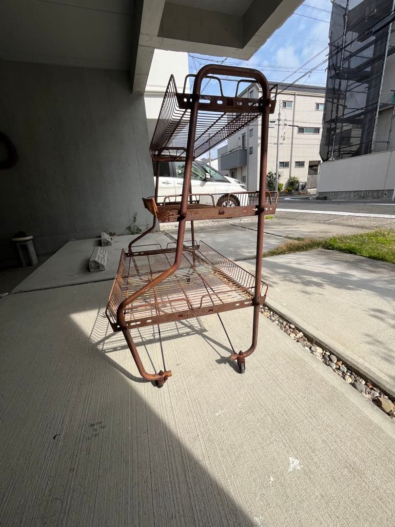 ビンテージアイアンラックワイヤーラック インダストリアルジャンクガーデン