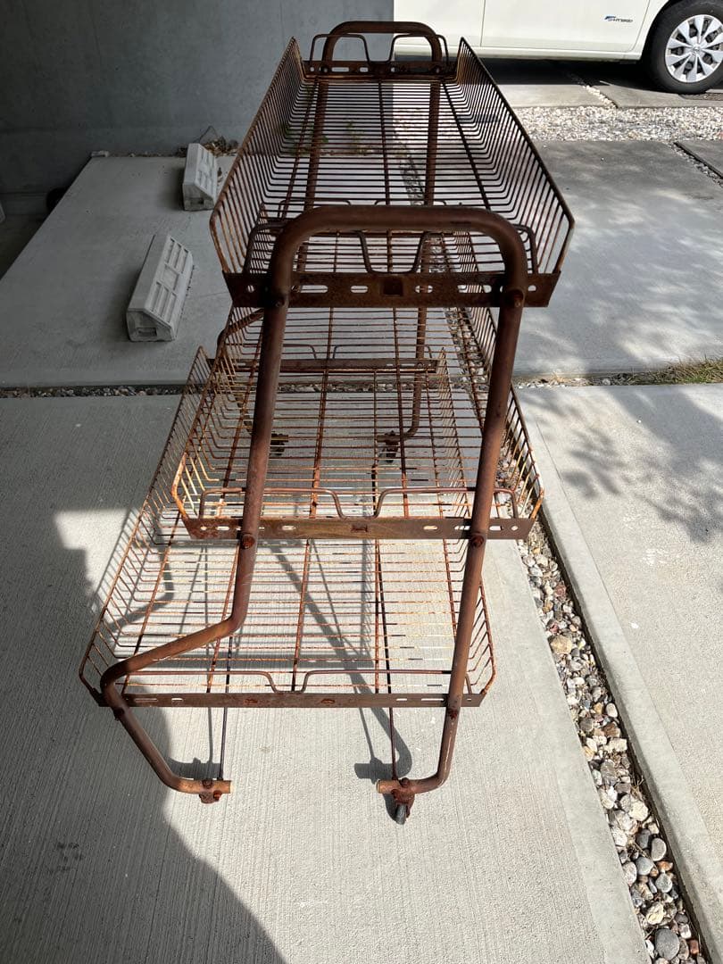 ビンテージアイアンラックワイヤーラック インダストリアルジャンクガーデン