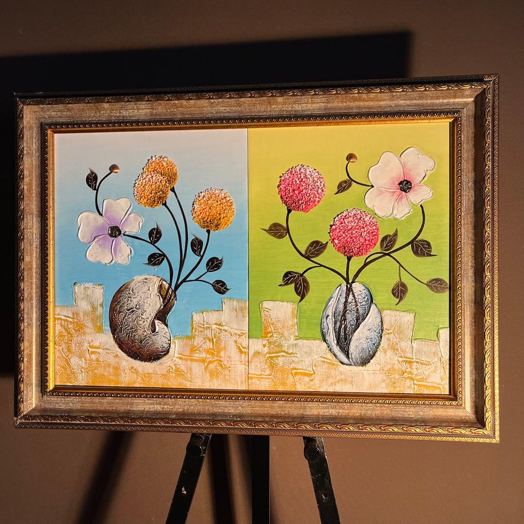 水彩画 風景画 額装済み(故郷) 手書き油絵 山小屋に続く道 絵画 額付き