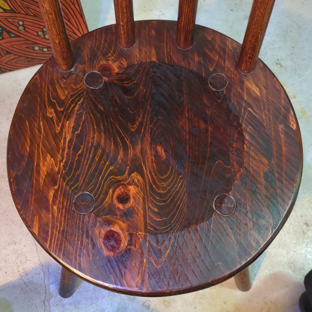 手作り家具 矢澤金太郎 天然木 ダイニングチェア ヒノキ 拭き漆 ビンテージ