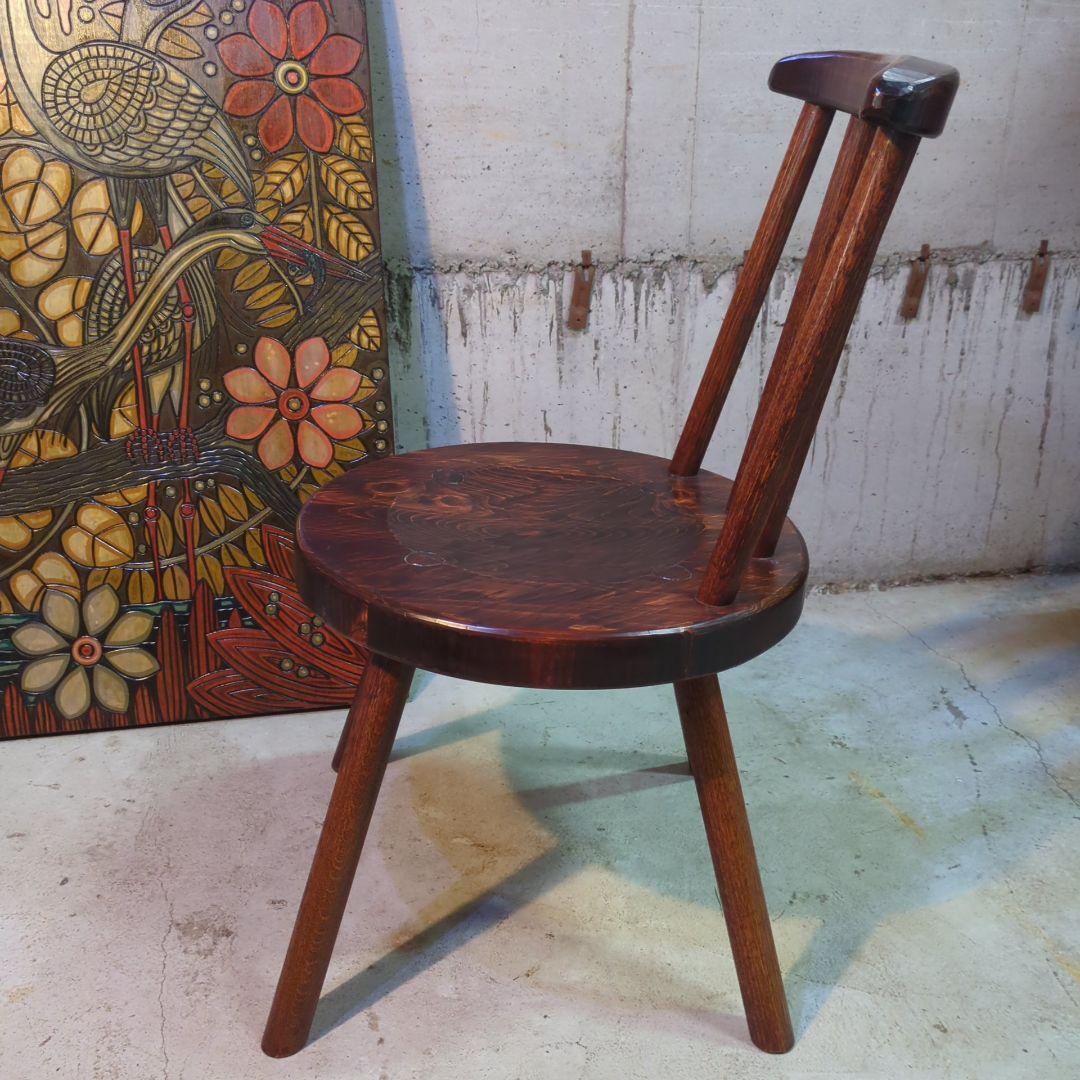 手作り家具 矢澤金太郎 天然木 ダイニングチェア ヒノキ 拭き漆 ビンテージ