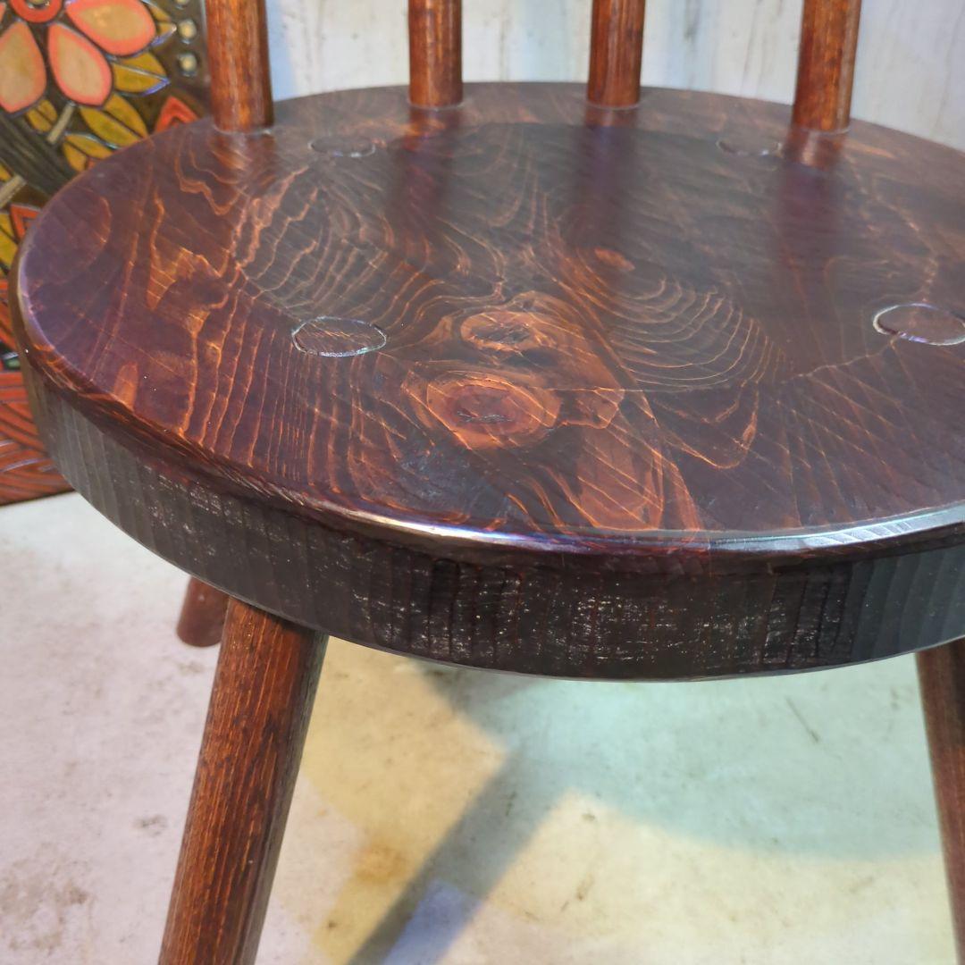 手作り家具 矢澤金太郎 天然木 ダイニングチェア ヒノキ 拭き漆 ビンテージ